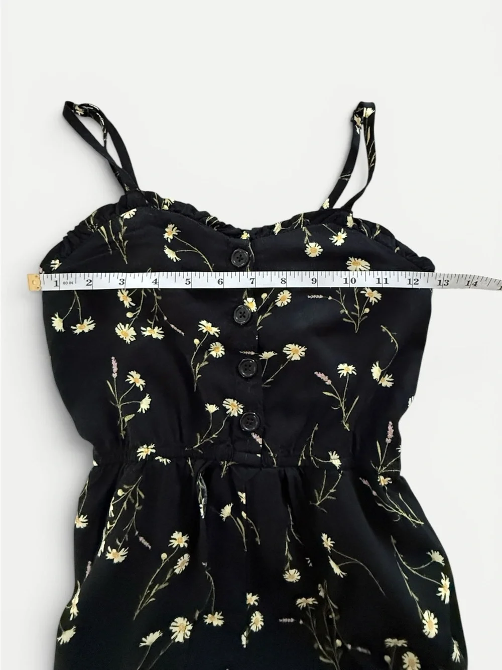 Art Class Girls Black Daisy Floral High-Low Romper – Size S 6/6X